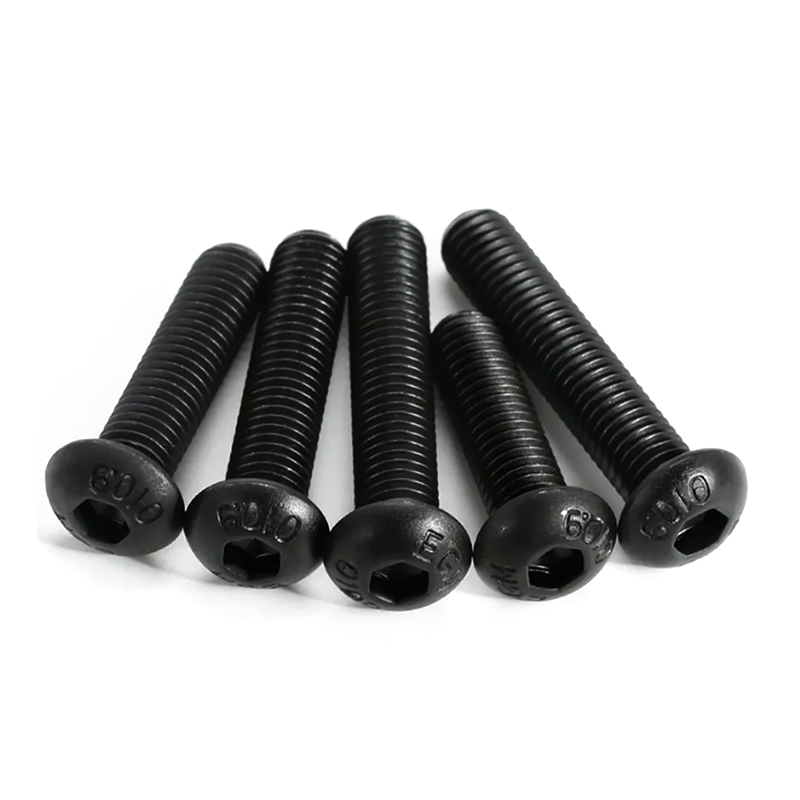 M6*100 metalliseosteräs, musta fosfaattipinnoitettu nappiruuvit